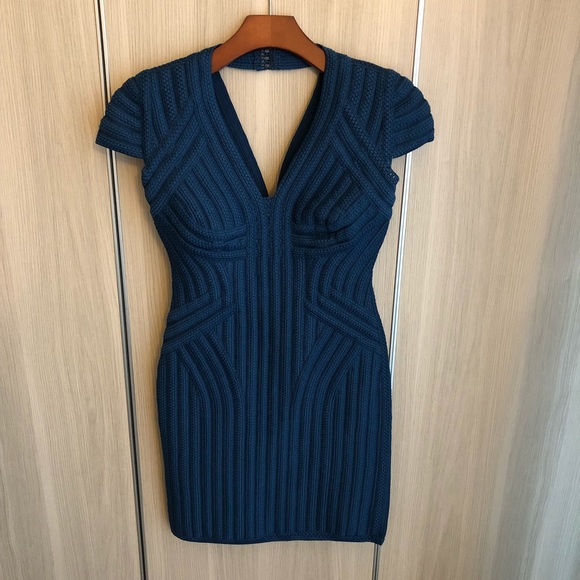 NWOT Herve Leger Royal Blue Bandage Bodycon Elegant Mini Dress - Picture 1 of 10